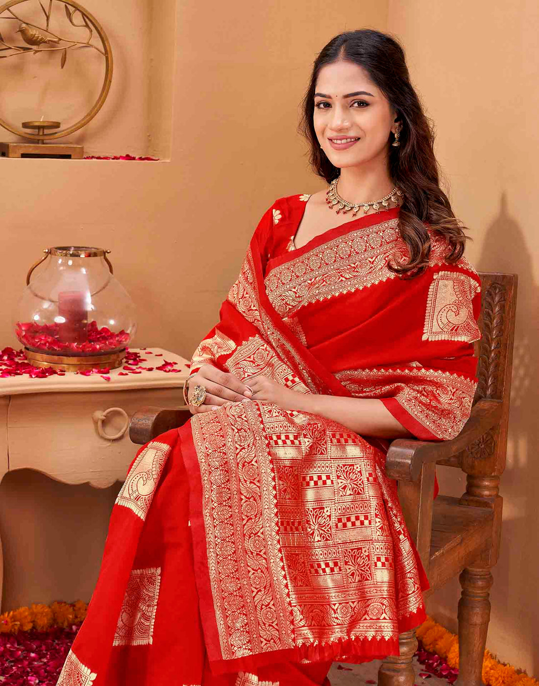 Red Silk Woven Banarasi Saree
