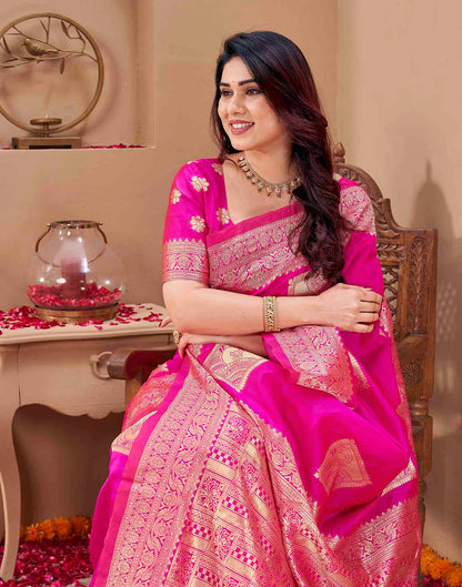 Pink Silk Woven Banarasi Saree