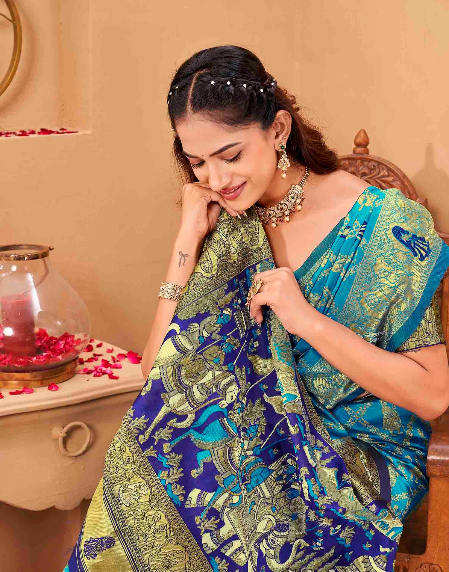 Blue Silk Woven Patola Saree