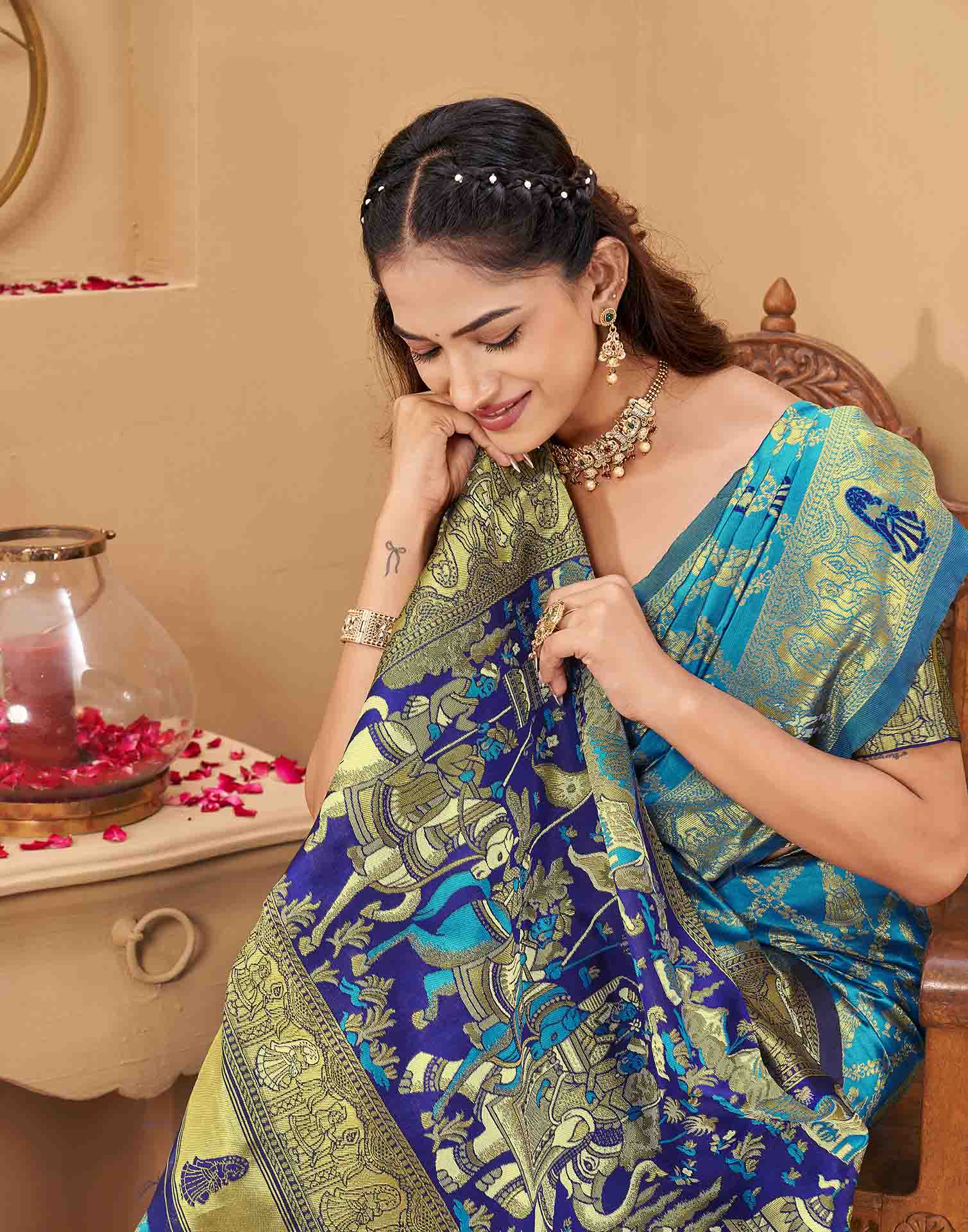 Blue Silk Woven Patola Saree