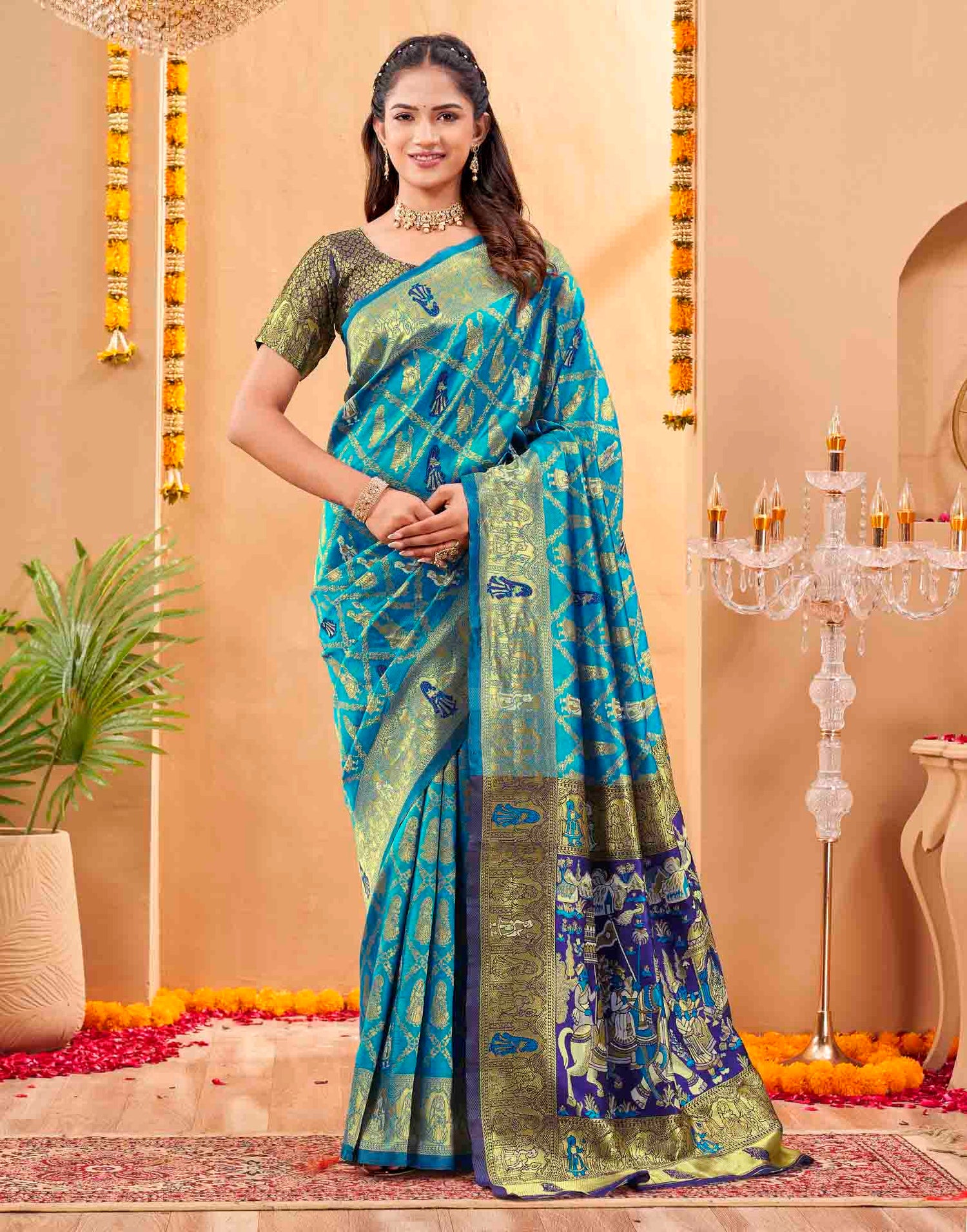 Blue Silk Woven Patola Saree