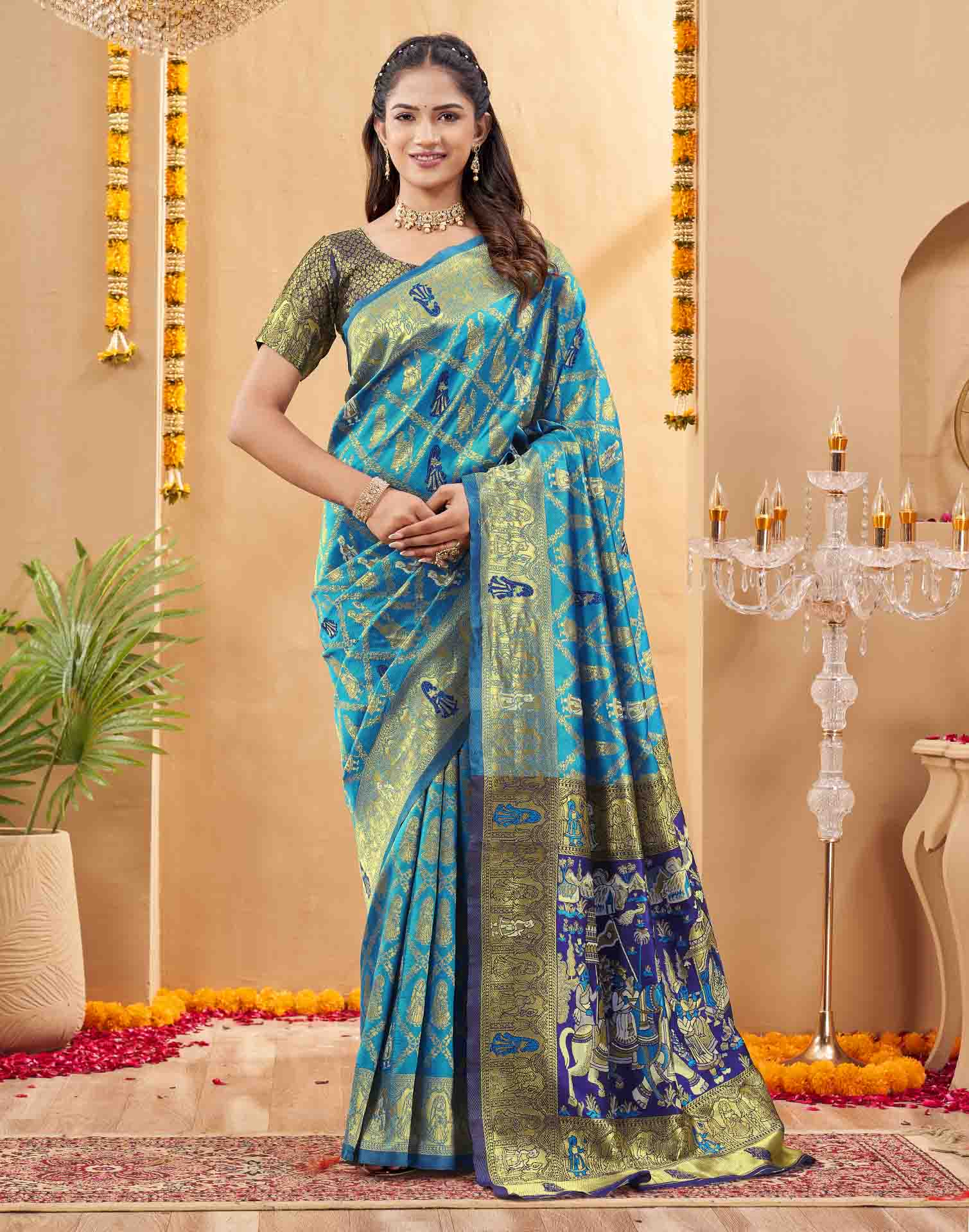 Blue Silk Woven Patola Saree