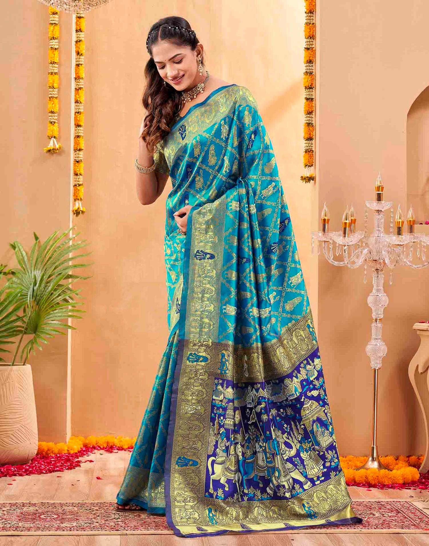 Blue Silk Woven Patola Saree