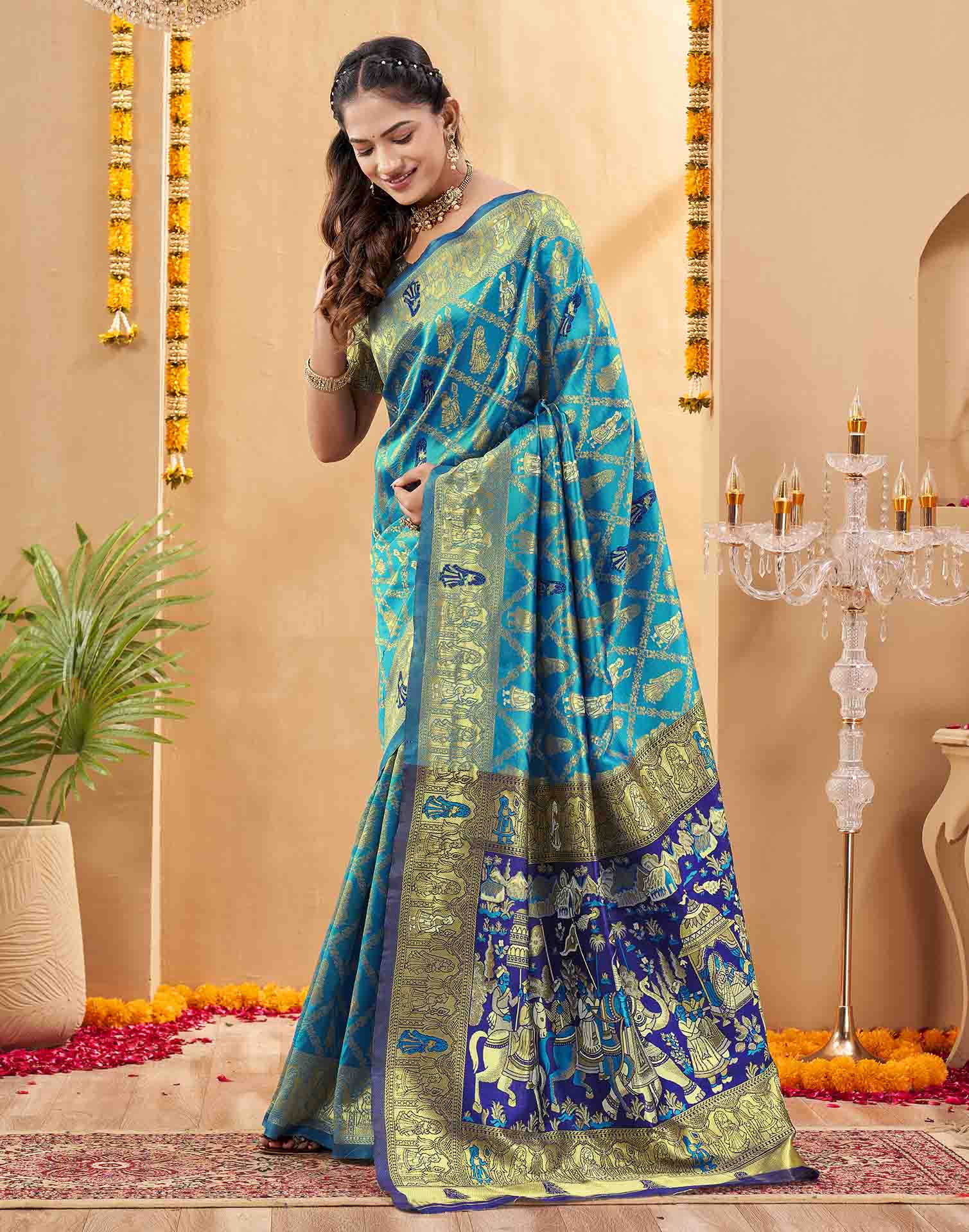 Blue Silk Woven Patola Saree
