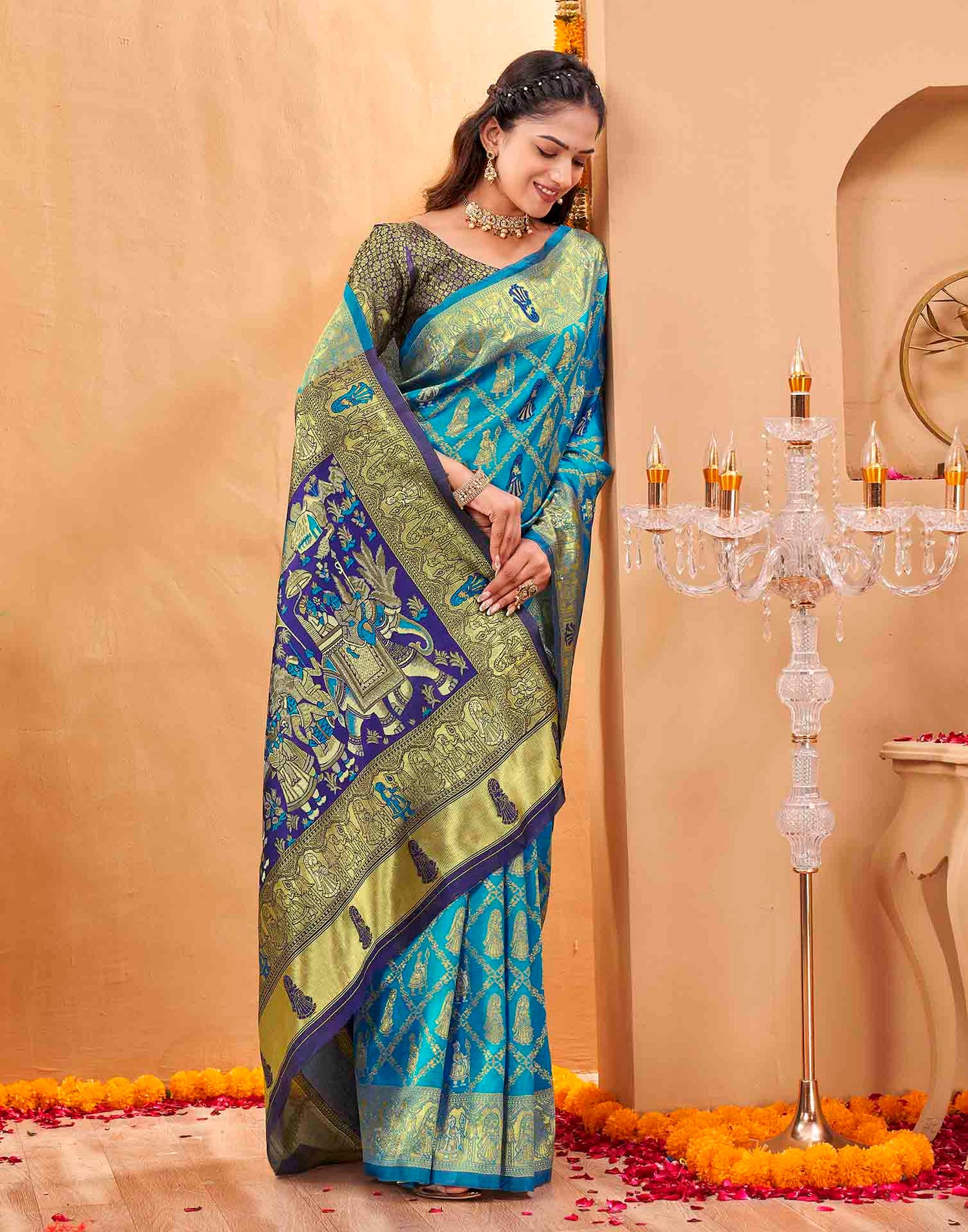 Blue Silk Woven Patola Saree