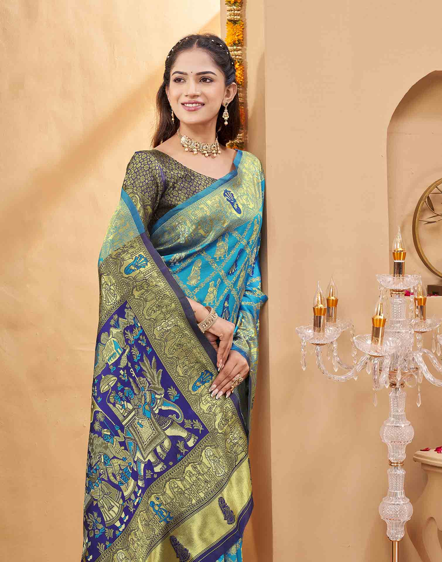 Blue Silk Woven Patola Saree