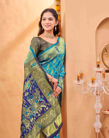 Blue Silk Woven Patola Saree