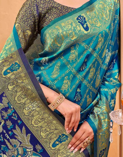 Blue Silk Woven Patola Saree