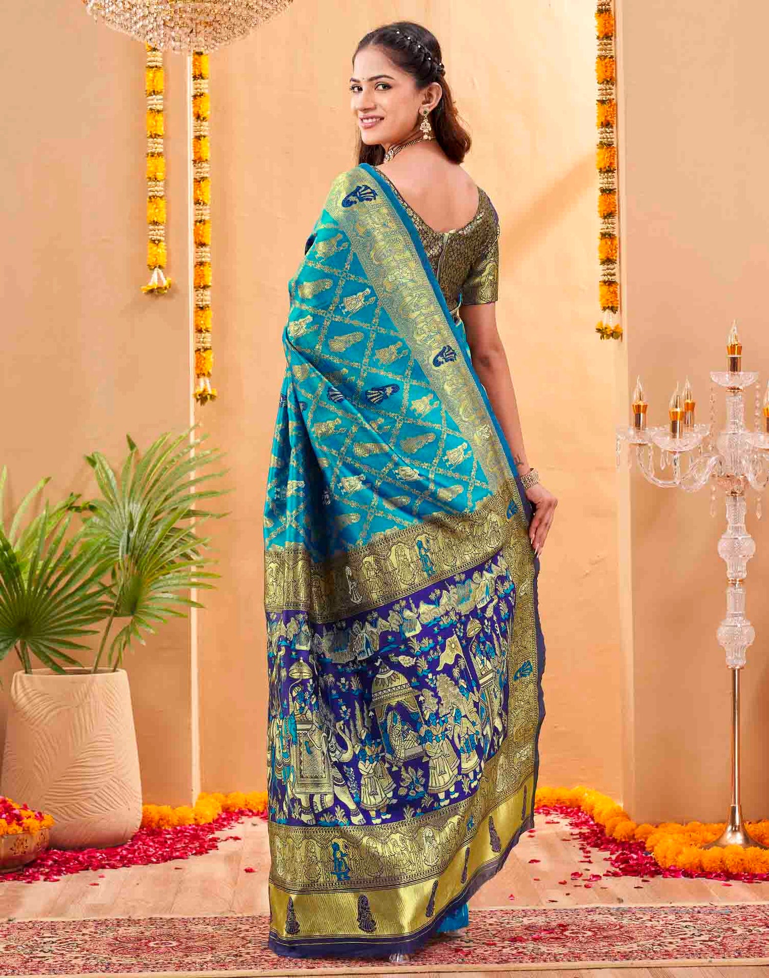Blue Silk Woven Patola Saree