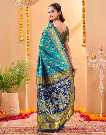 Blue Silk Woven Patola Saree