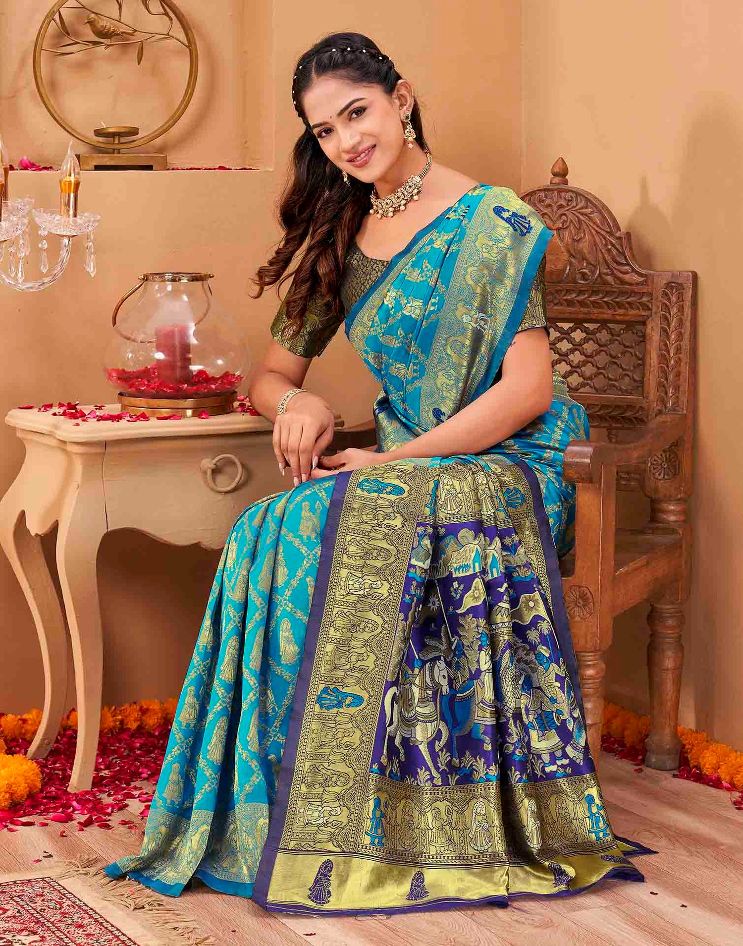 Blue Silk Woven Patola Saree
