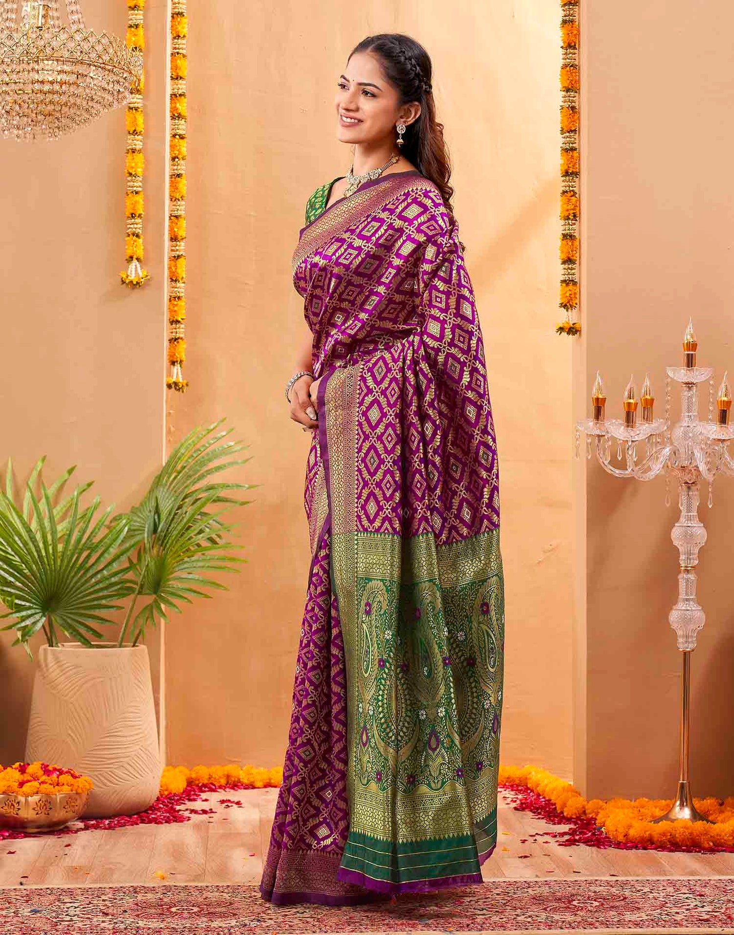 Purple Silk Woven Patola Saree