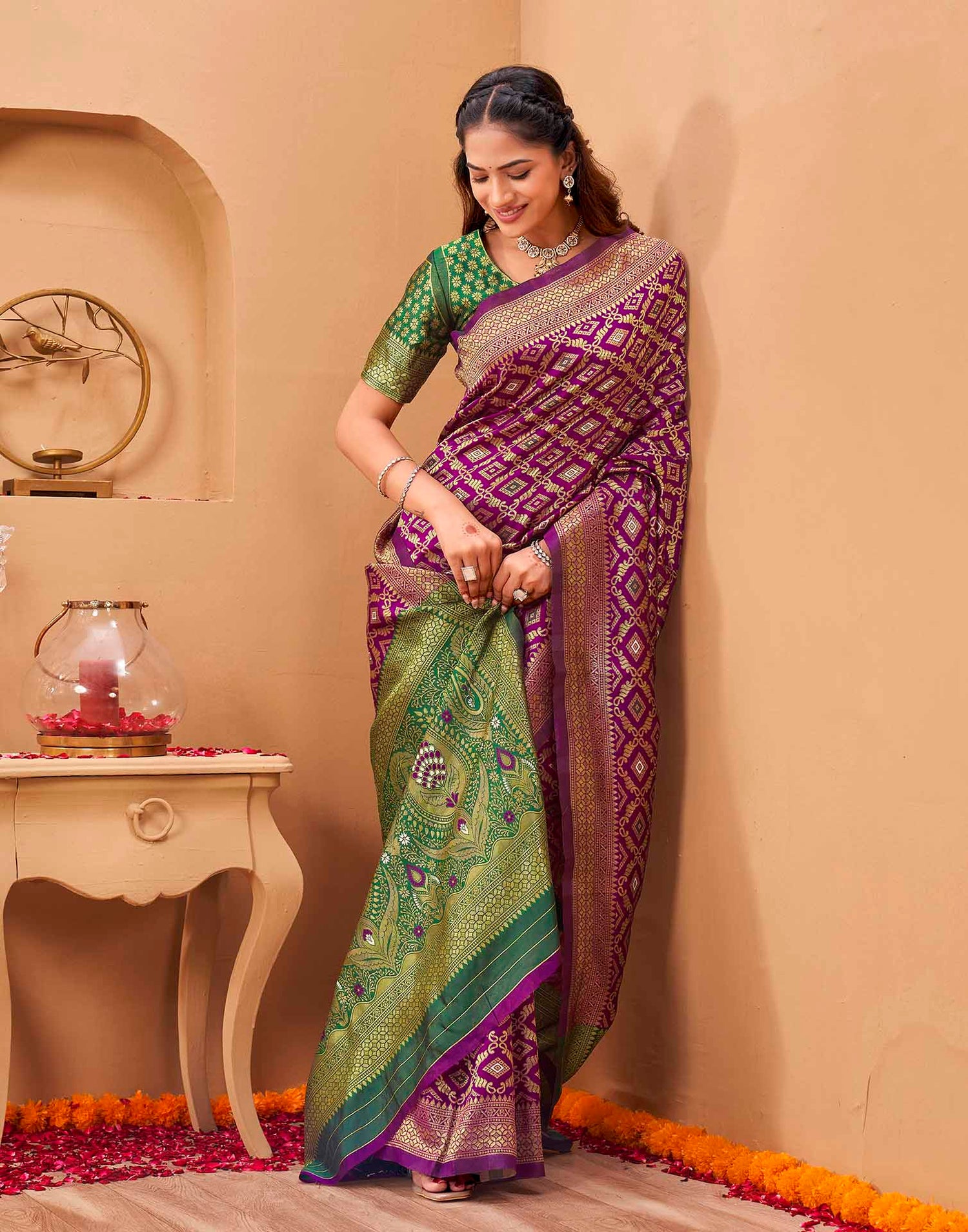 Purple Silk Woven Patola Saree