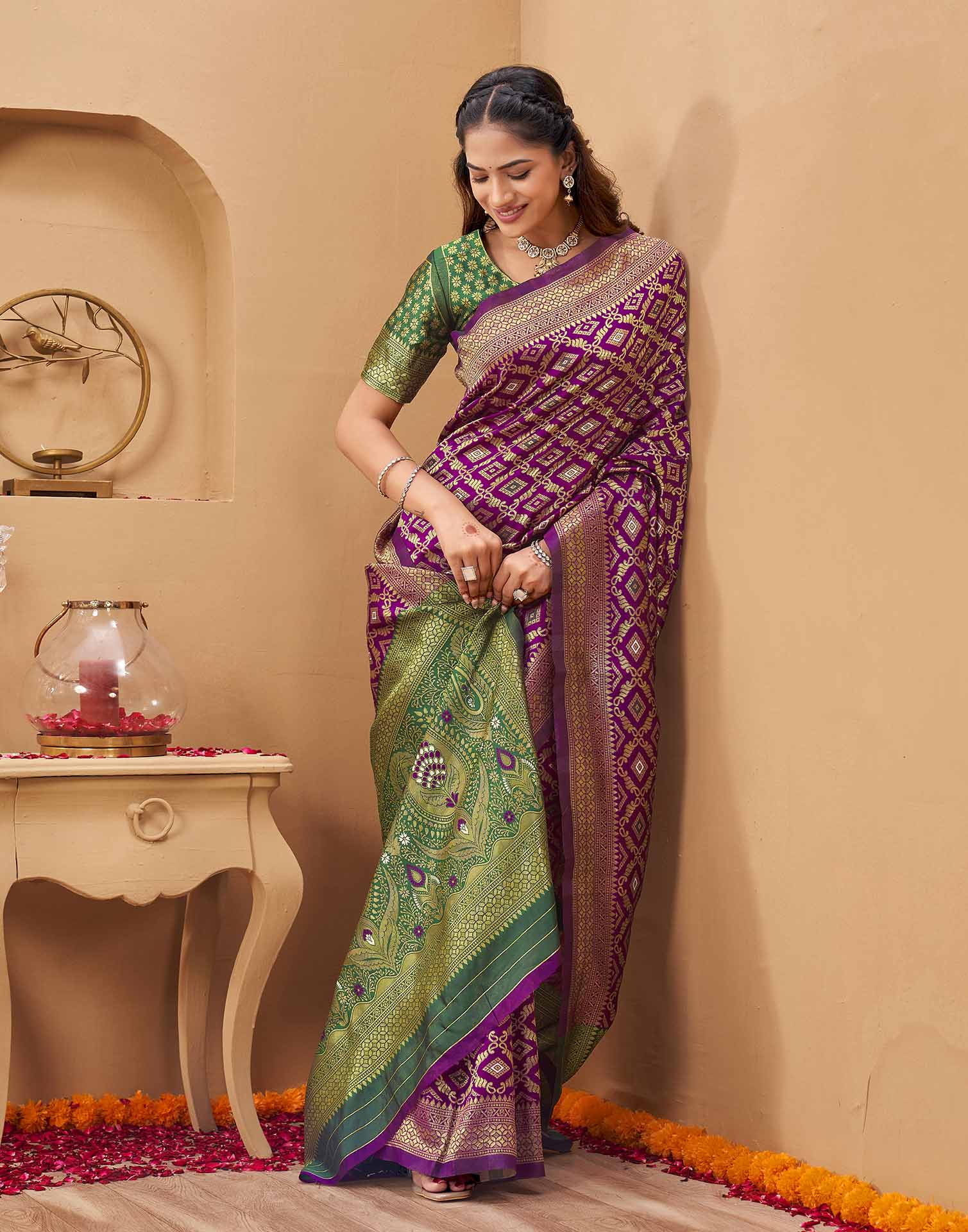 Purple Silk Woven Patola Saree