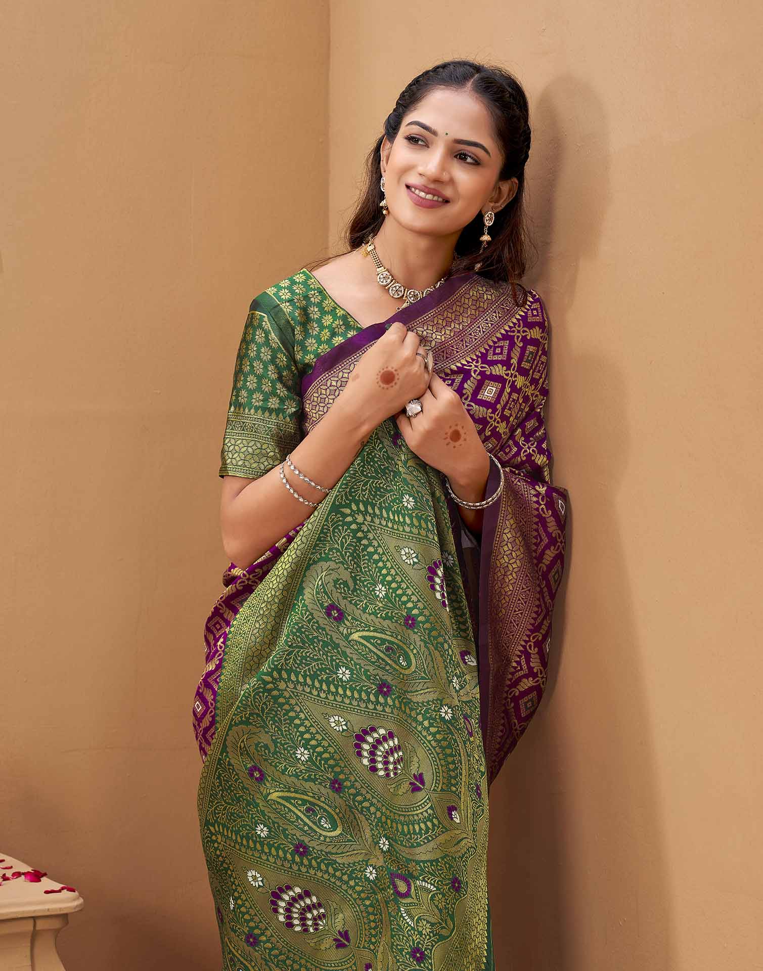 Purple Silk Woven Patola Saree
