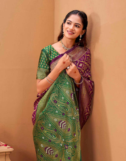 Purple Silk Woven Patola Saree