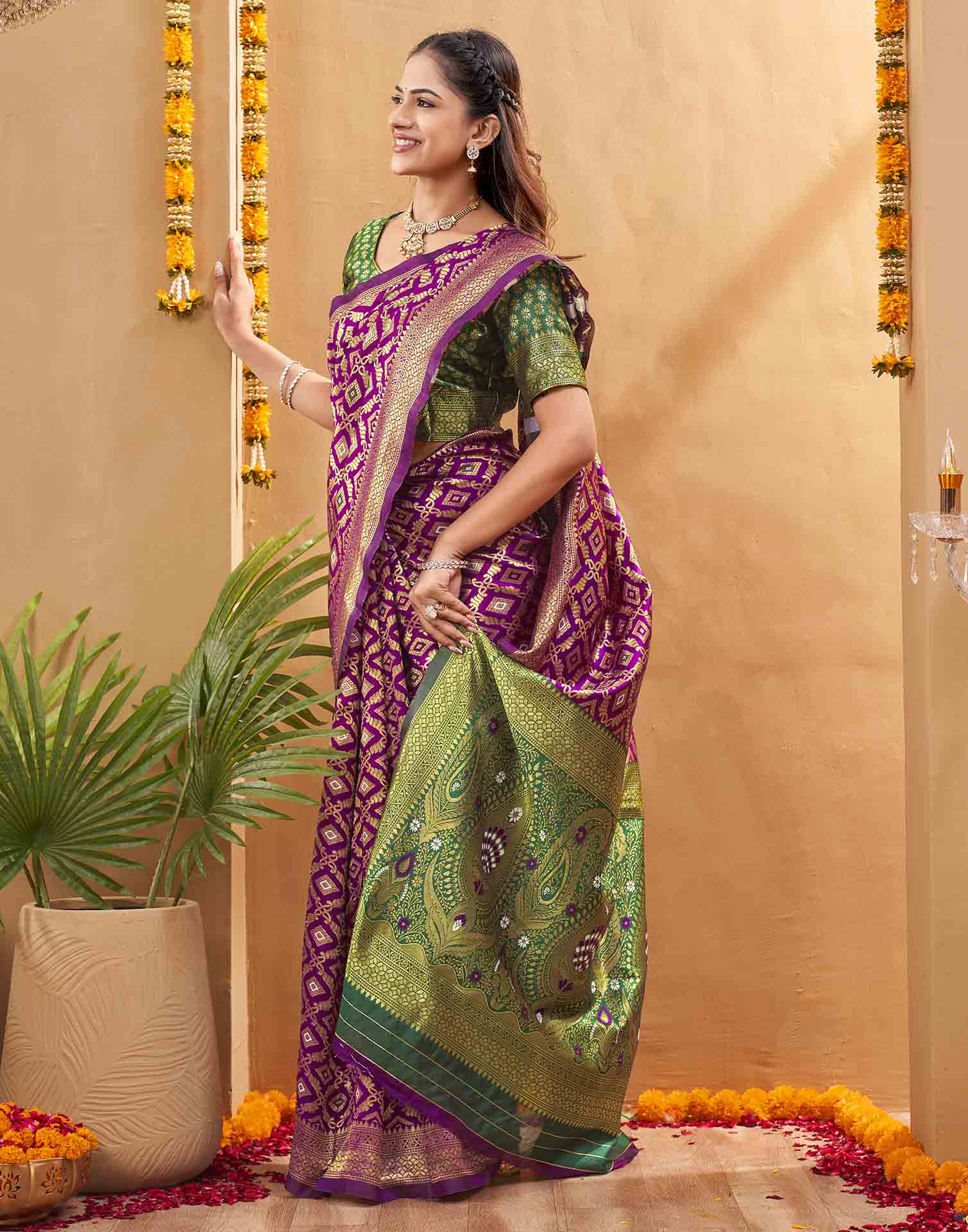 Purple Silk Woven Patola Saree