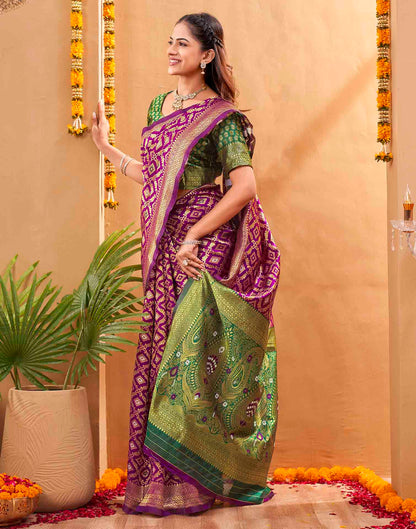 Purple Silk Woven Patola Saree