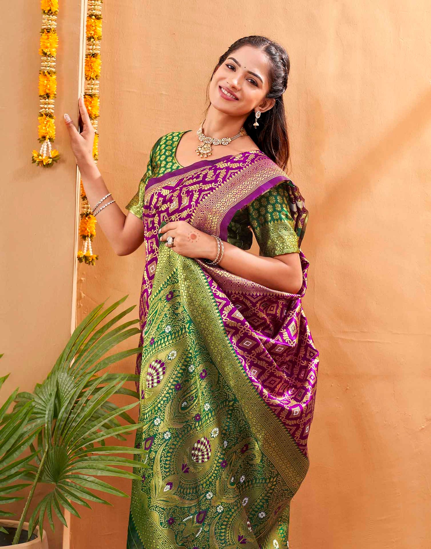 Purple Silk Woven Patola Saree