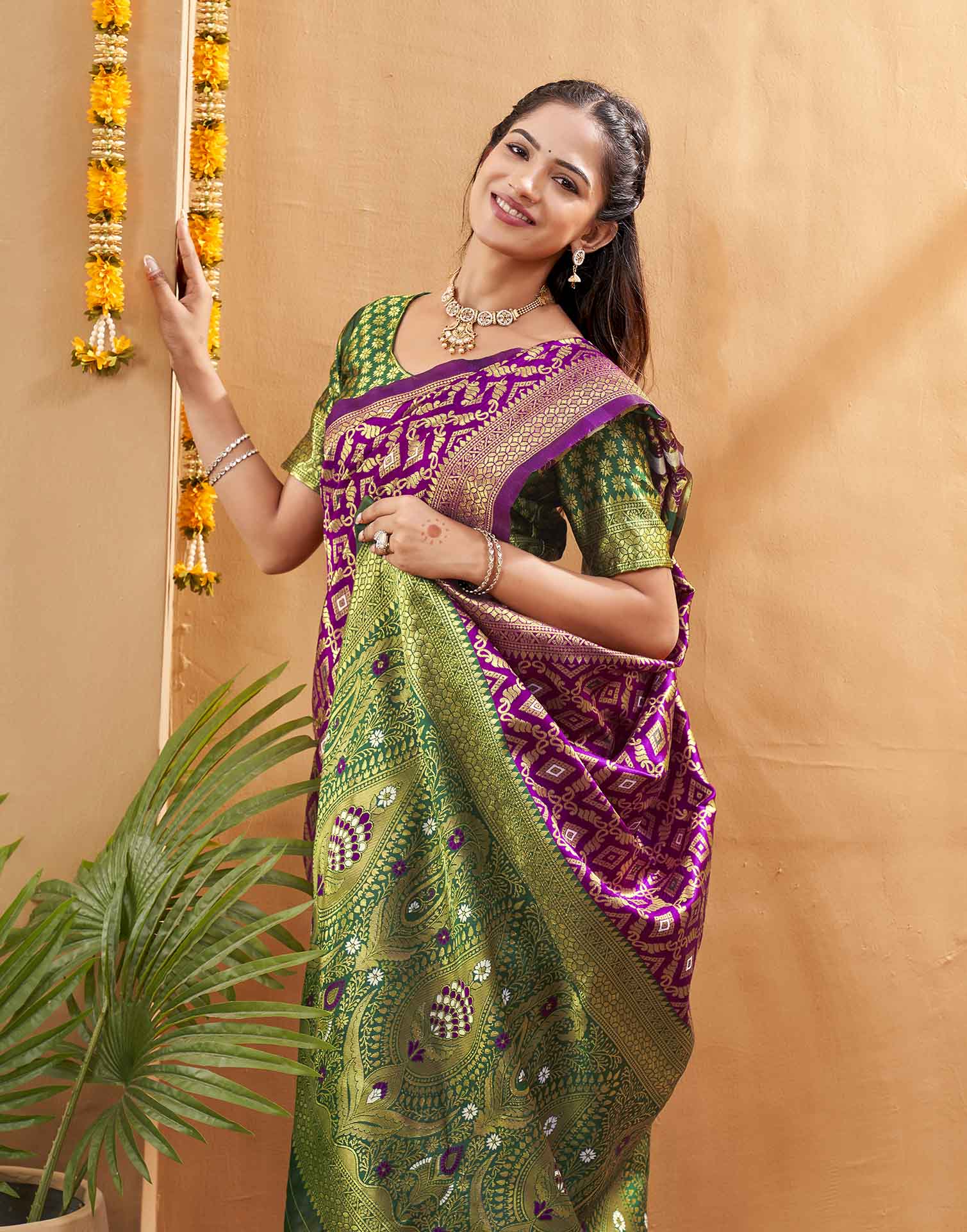 Purple Silk Woven Patola Saree