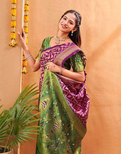 Purple Silk Woven Patola Saree
