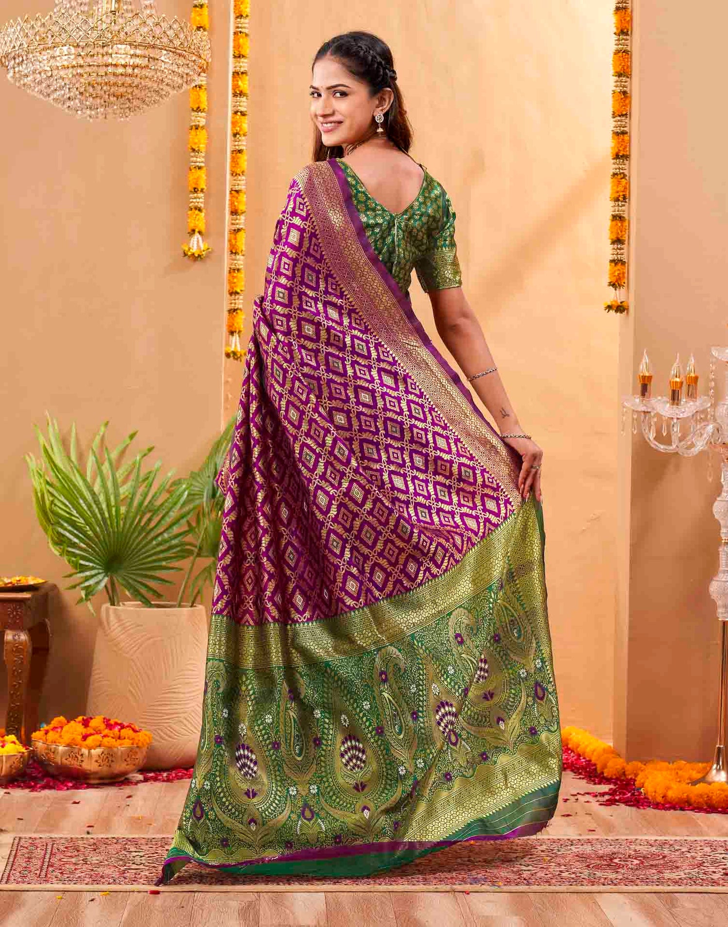 Purple Silk Woven Patola Saree