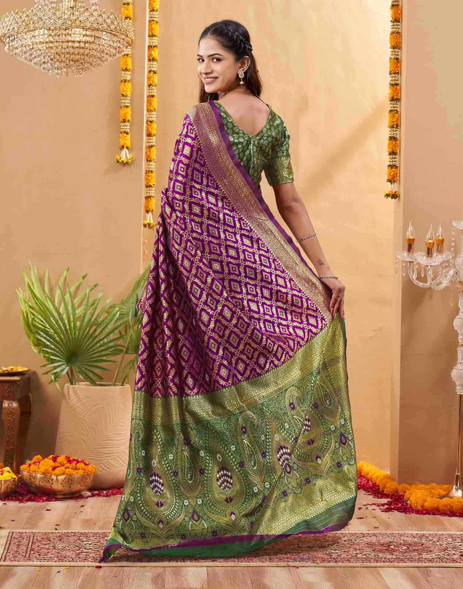 Purple Silk Woven Patola Saree
