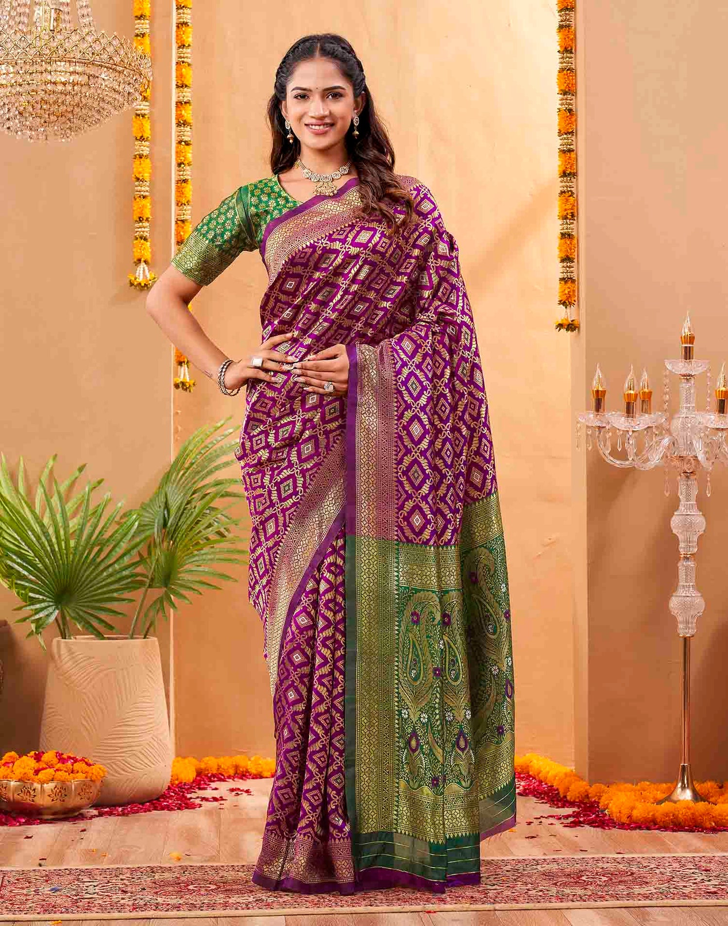 Purple Silk Woven Patola Saree