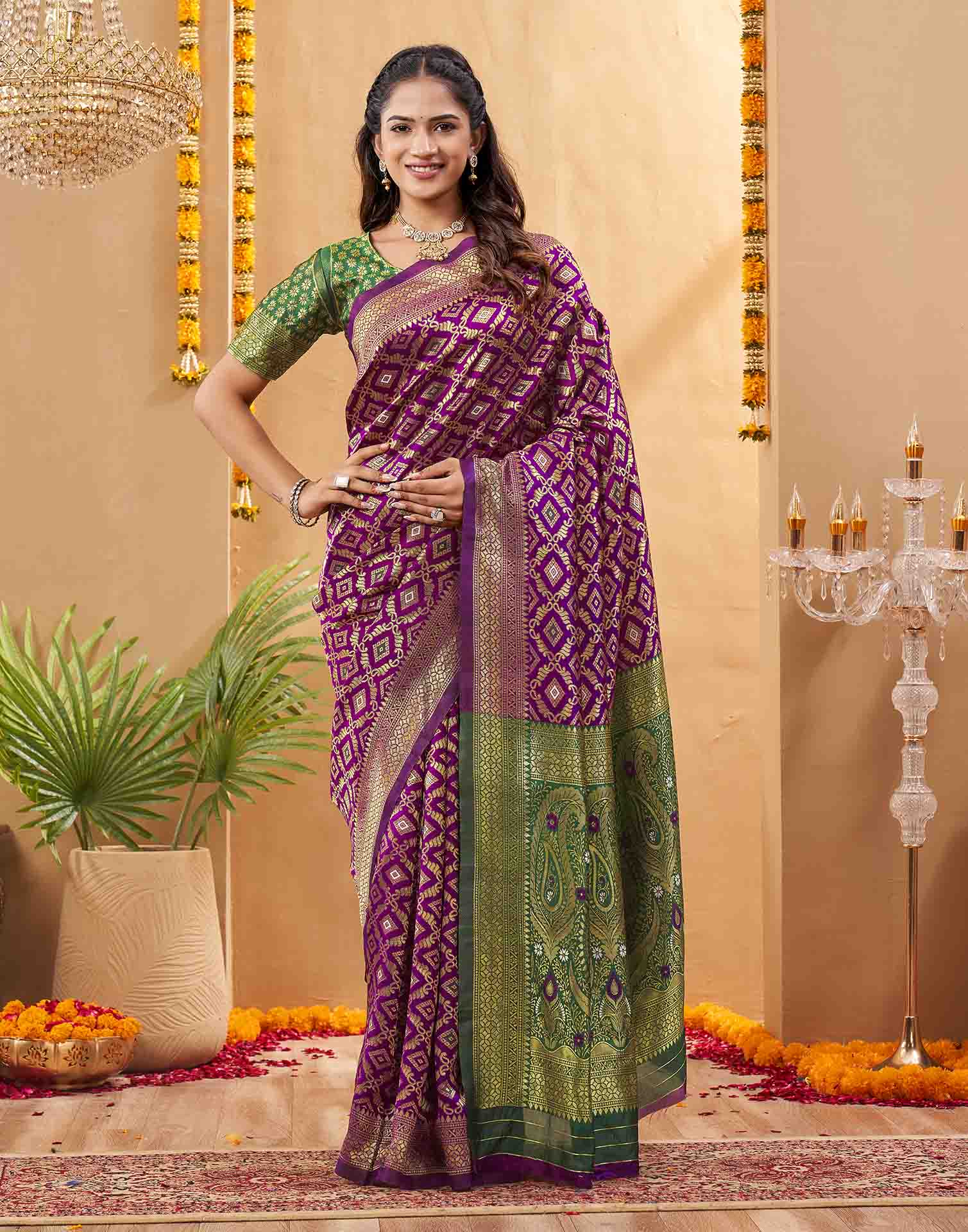 Purple Silk Woven Patola Saree