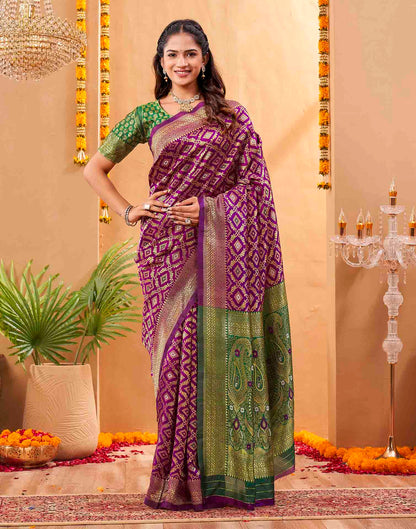 Purple Silk Woven Patola Saree