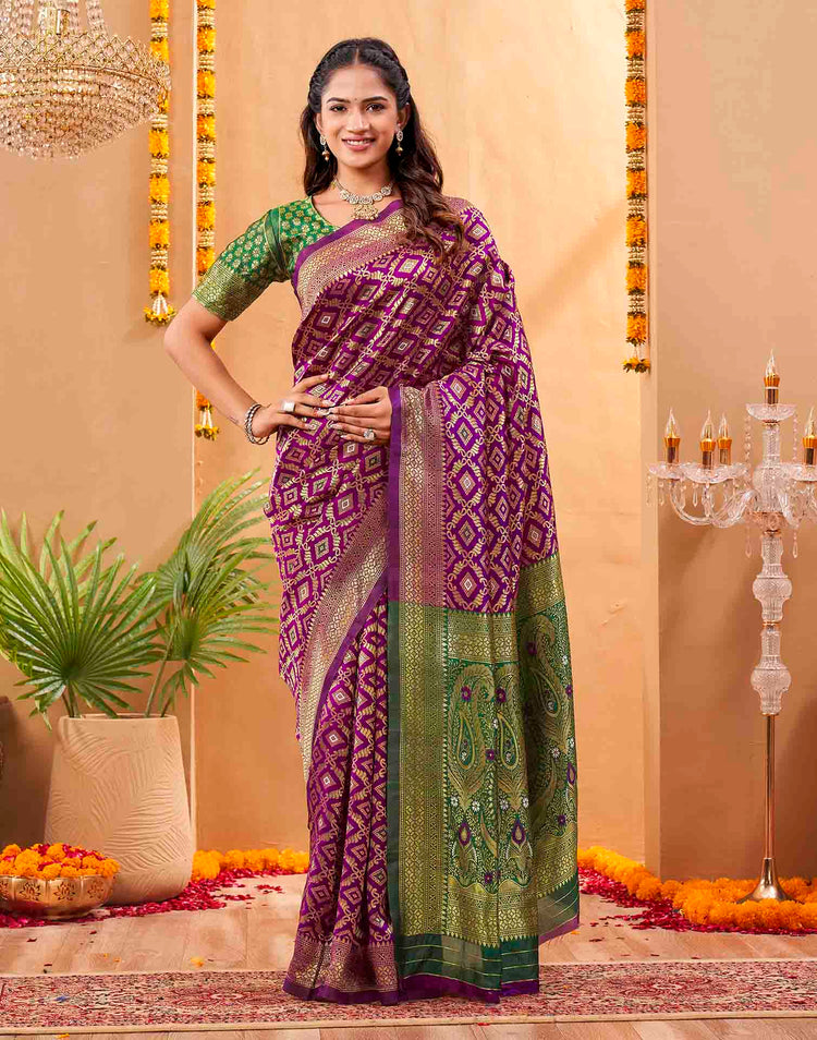 Purple Silk Woven Patola Saree