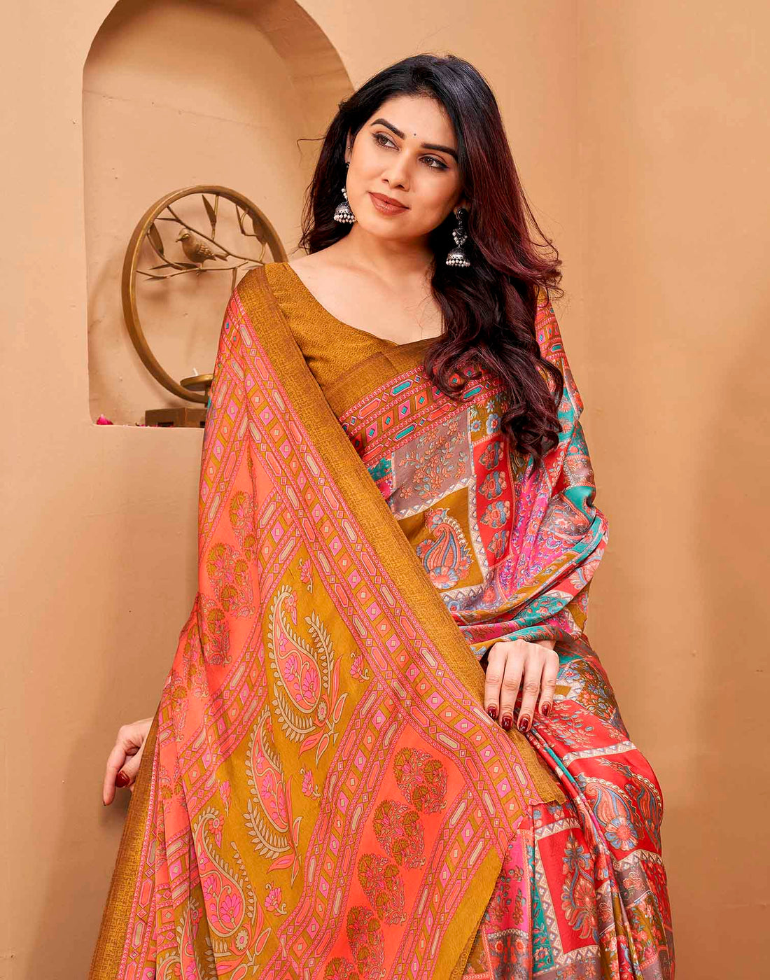 Pink Silk Printed Kalamkari Saree