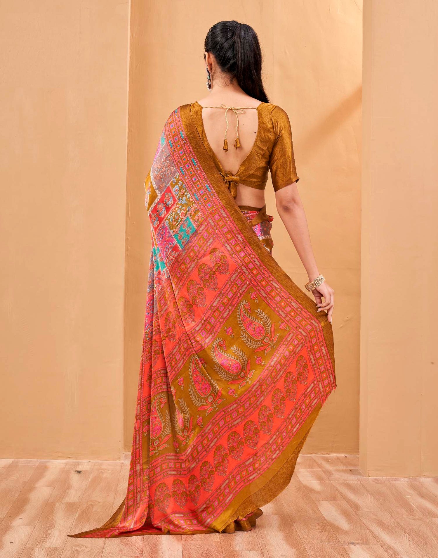 Pink Silk Printed Kalamkari Saree