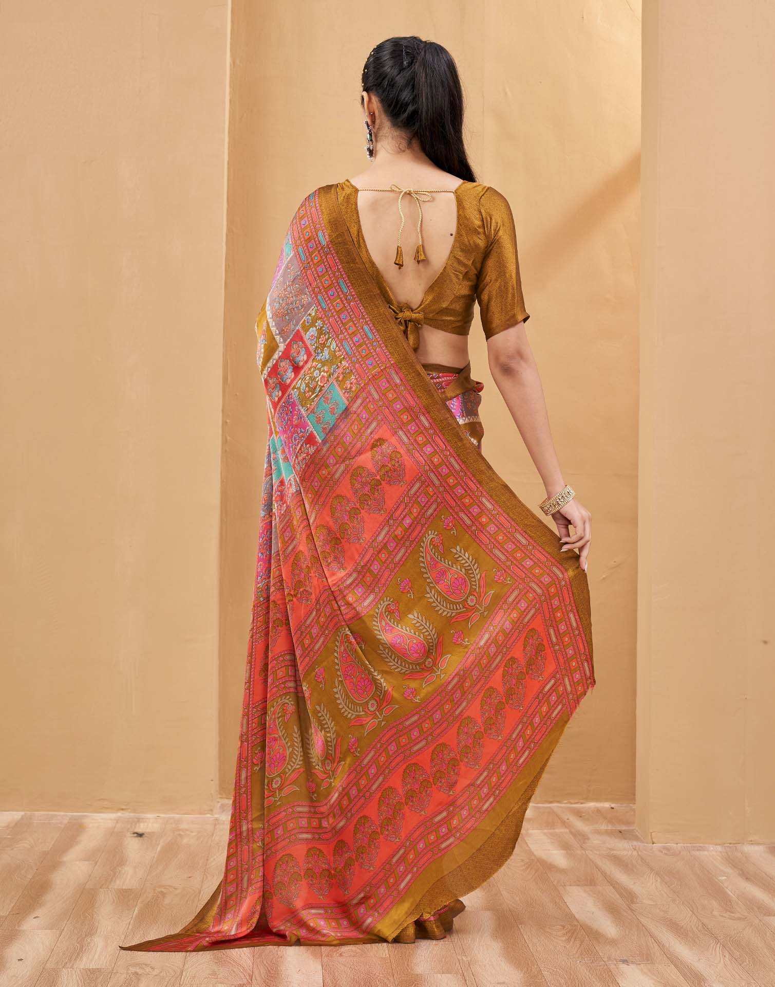 Pink Silk Printed Kalamkari Saree