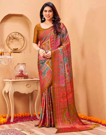 Pink Silk Printed Kalamkari Saree