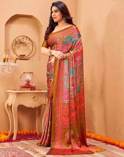 Pink Silk Printed Kalamkari Saree