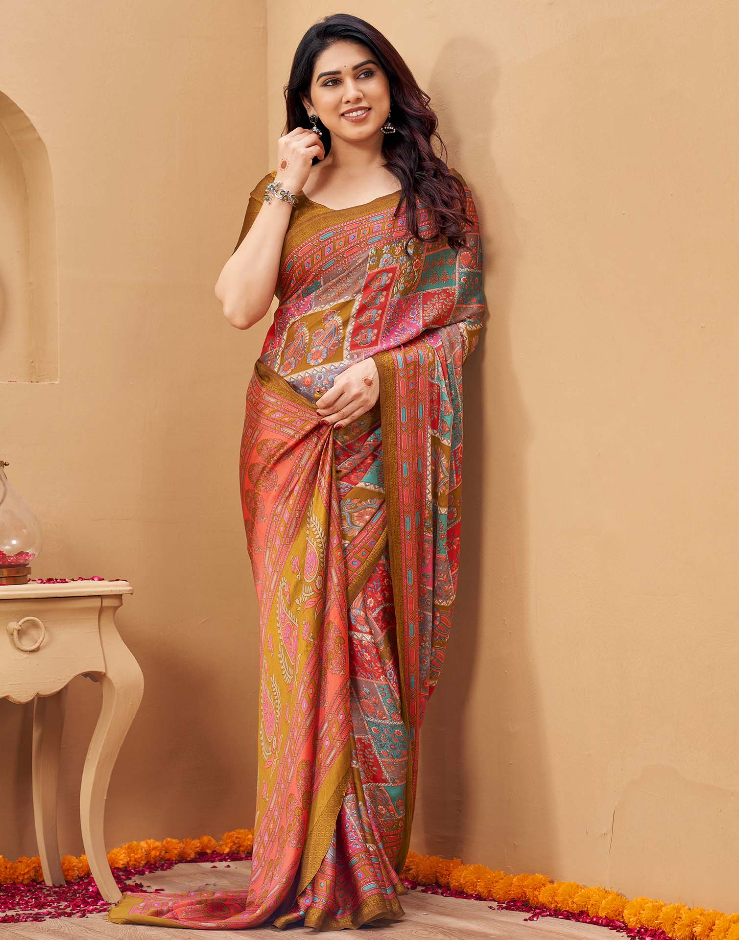 Pink Silk Printed Kalamkari Saree