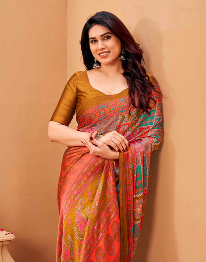 Pink Silk Printed Kalamkari Saree