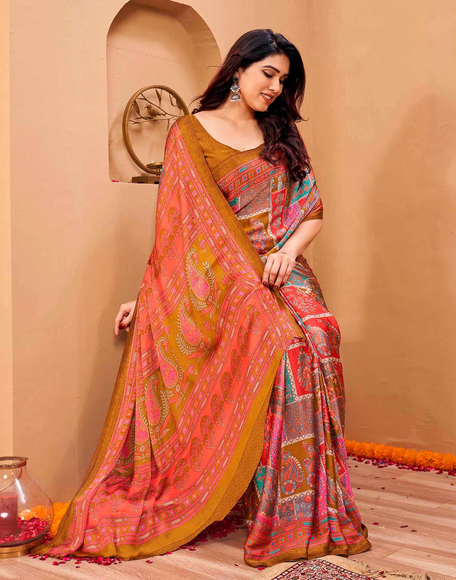 Pink Silk Printed Kalamkari Saree
