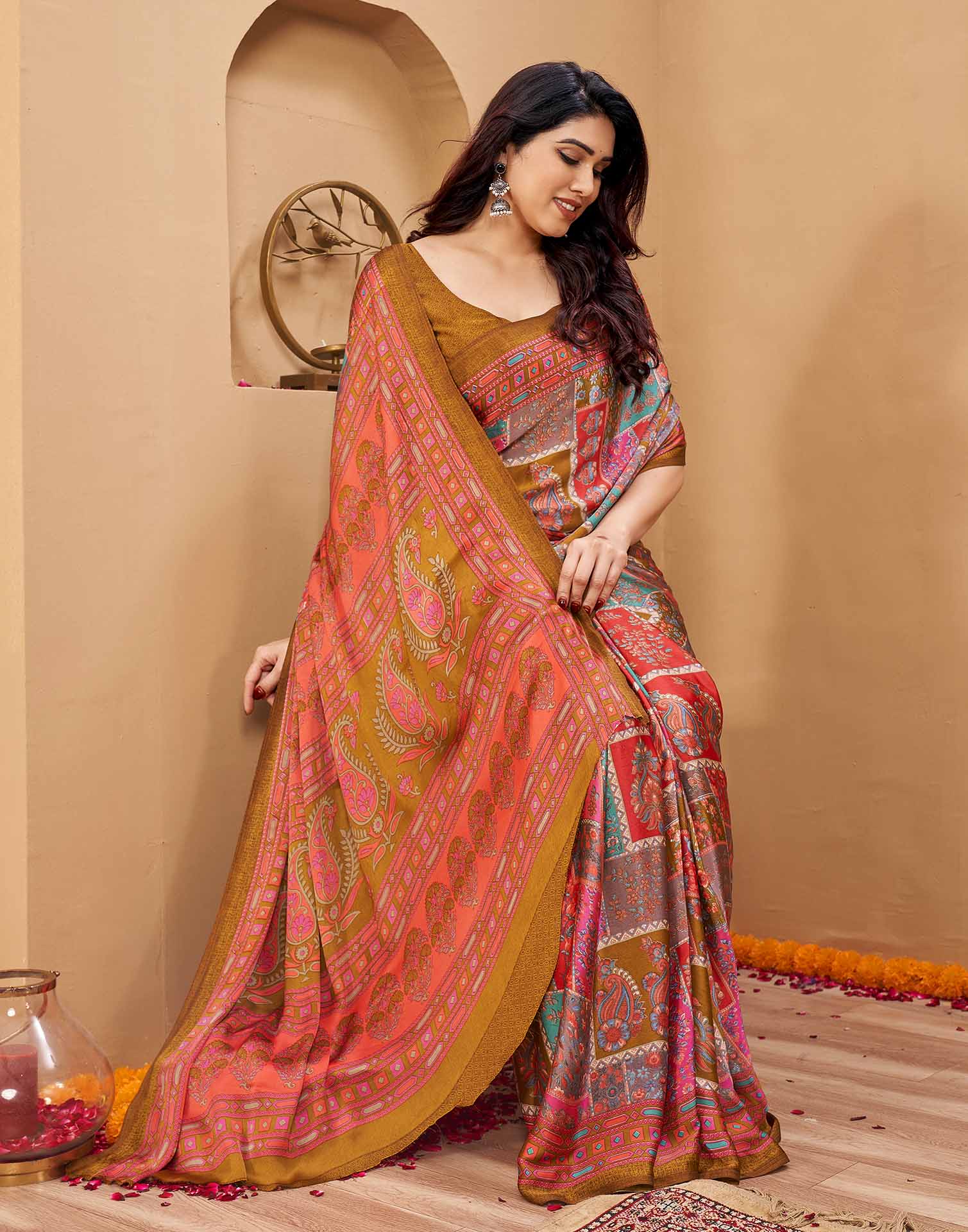 Pink Silk Printed Kalamkari Saree