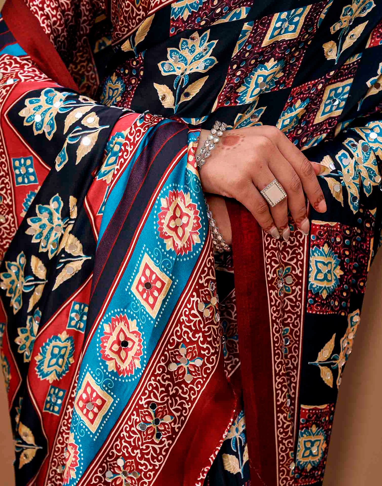 Black Silk Printed Kalamkari Saree