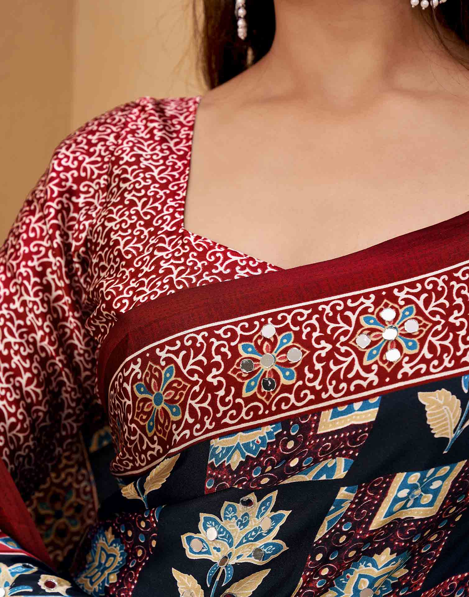 Black Silk Printed Kalamkari Saree