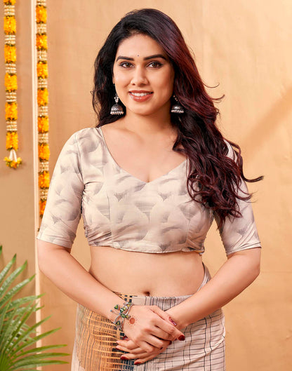 Grey Silk Printed Printed Saree
