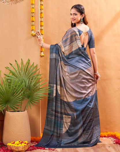 Grey Silk Printed Printed Saree