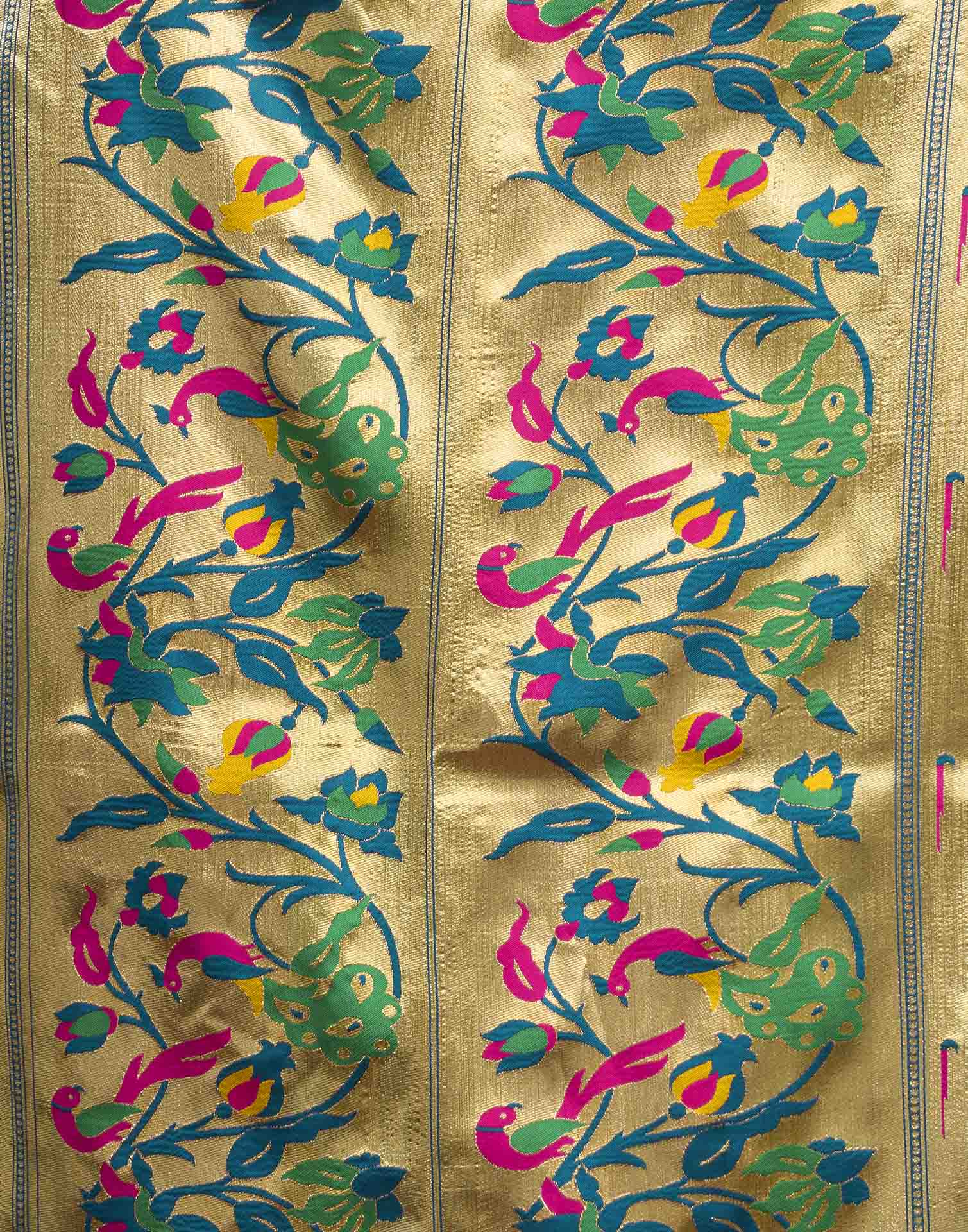 Rama Blue Silk Woven Paithani Saree