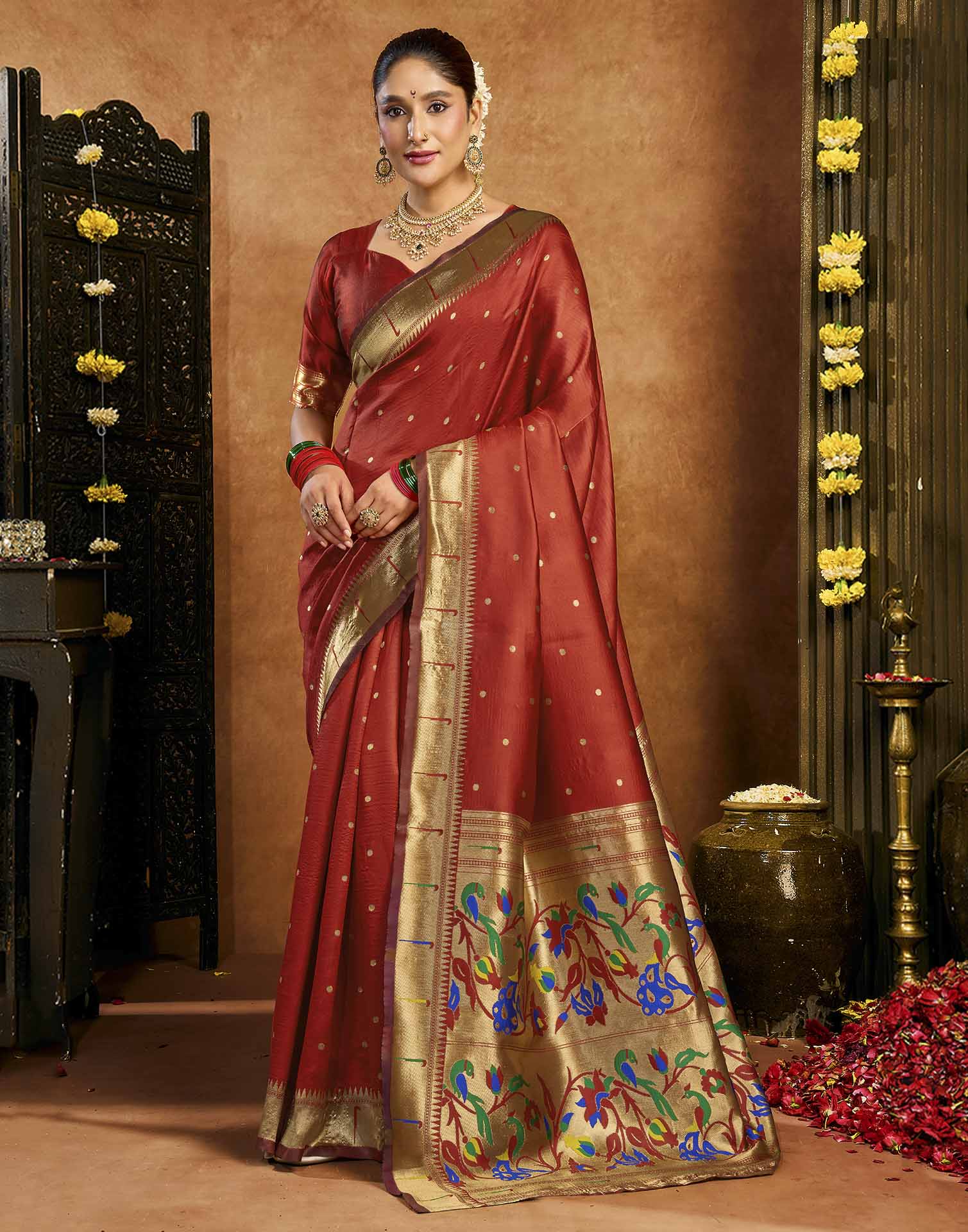 Red Silk Woven Paithani Saree