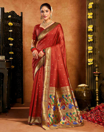 Red Silk Woven Paithani Saree