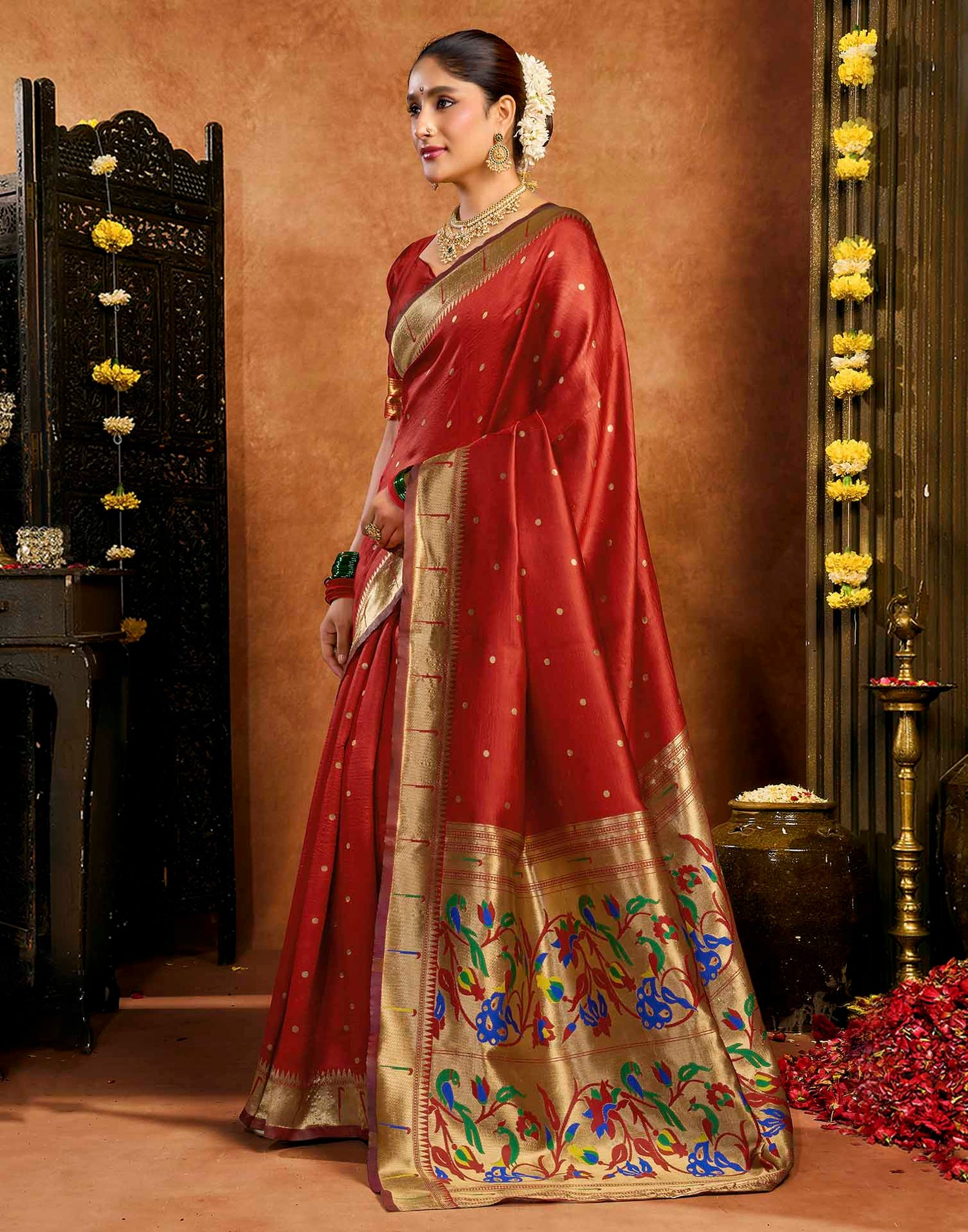 Red Silk Woven Paithani Saree