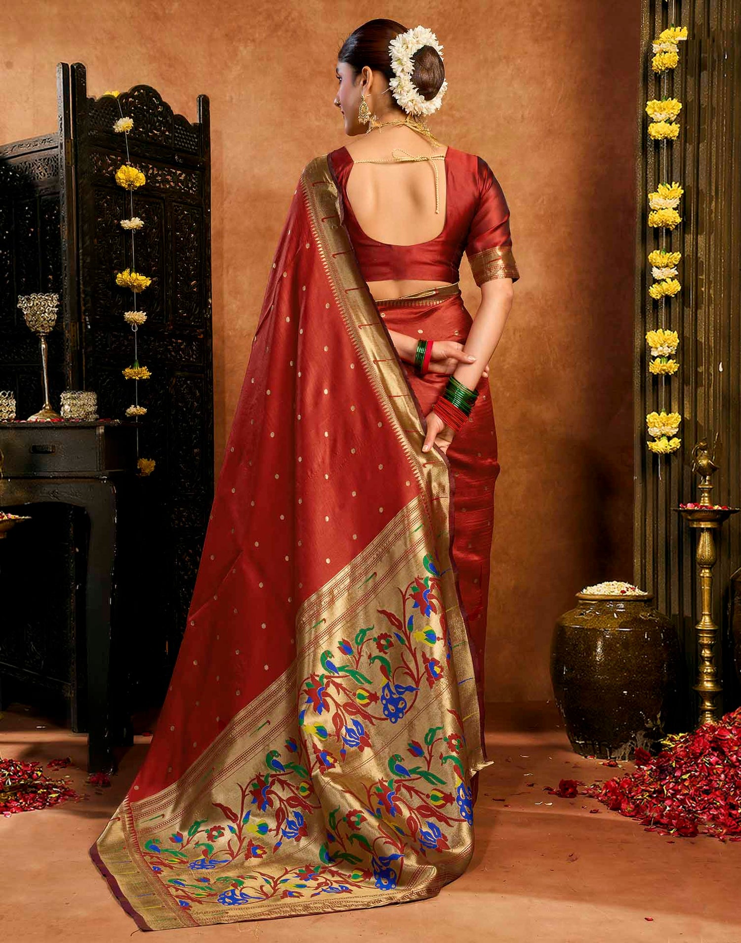 Red Silk Woven Paithani Saree