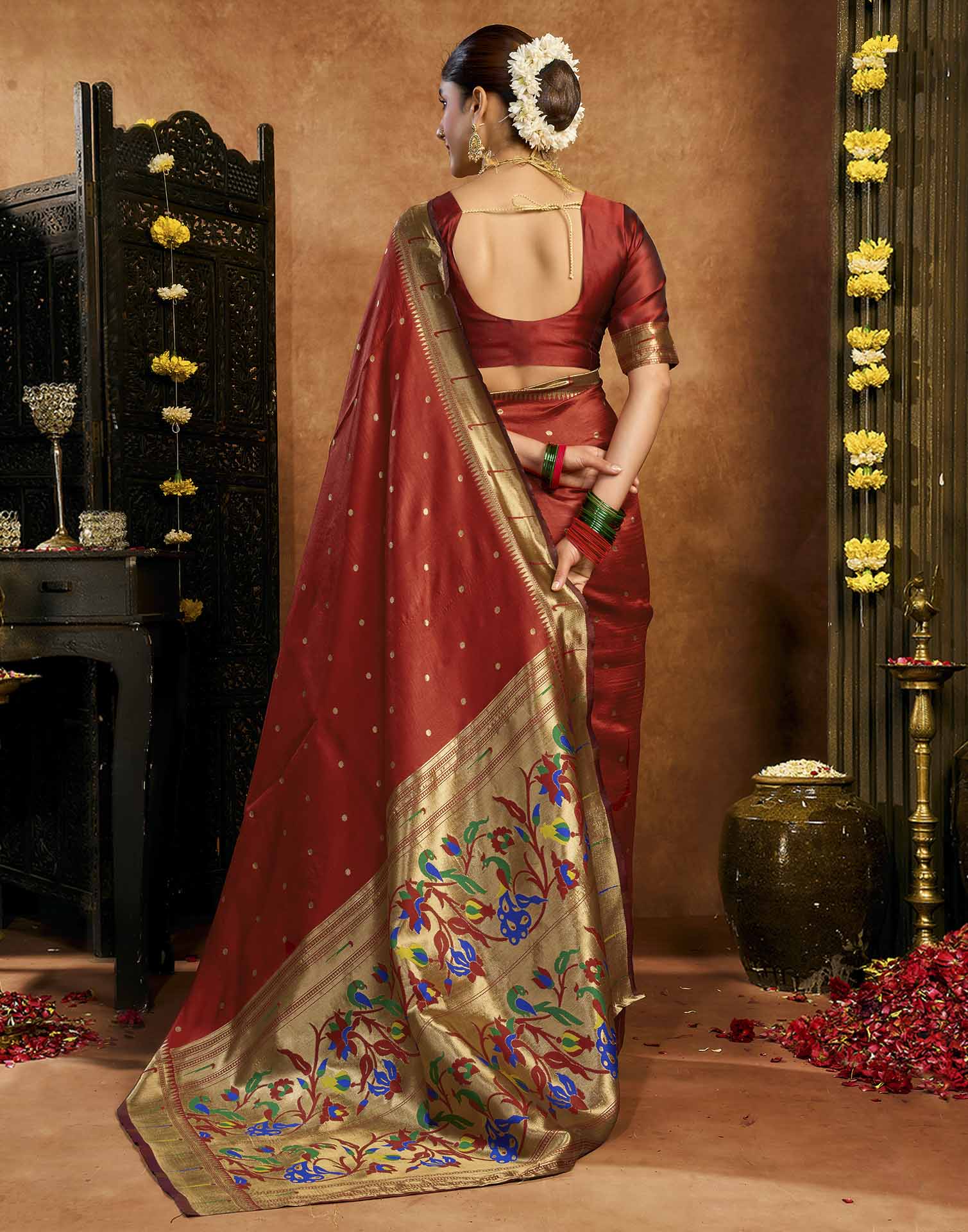 Red Silk Woven Paithani Saree